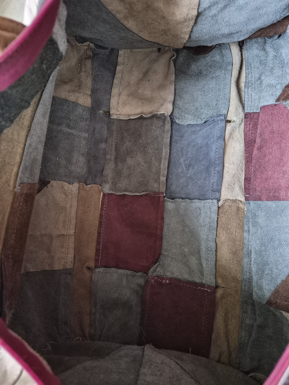 Vintage Mexican Patchwork Leather Duffel Bag Large Weekender Carry On - Picture 6 of 8
